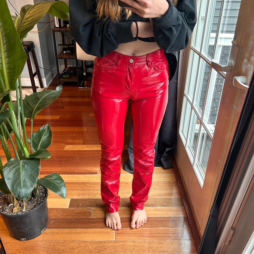 red vinyl  leather pants (Fiorucci Brand)